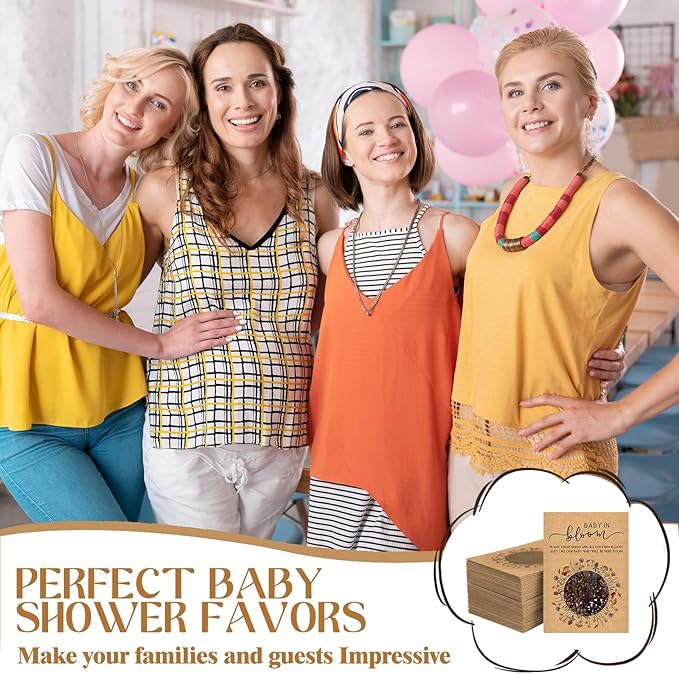 Fumete 25 Pack Baby in Bloom Party Favors Wildflower Baby Shower Seed Packet Kraft Bags with Window Envelopes Resealable Organizer Storage Bag for Gender Reveal Party Favors