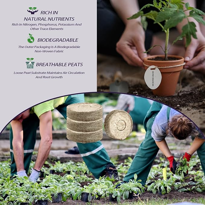 50mm 56 Pcs Peat Pellets Seed Starter Soil,Compressed Seed Starting Soil Peat Pellet for Seed Starting of Plants, Fruits, Vegetables, Flowers, Easy Planting and Transplanting