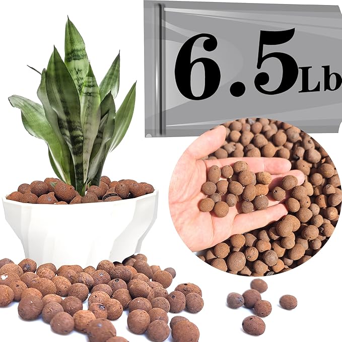 Voulosimi Clay Pebbles Hydroponic Rocks Organic Ceramsite Grow Media for Horticultural,Orchids,Drainage (6.5LB)