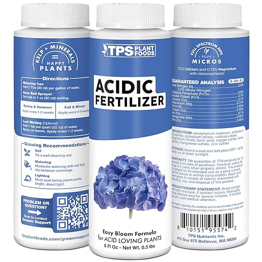 Acidic Fertilizer – Liquid Plant Supplement for Lower Soil pH, Better Nutrient Uptake & Healthier Acid-Loving Plant Growth, 8 oz