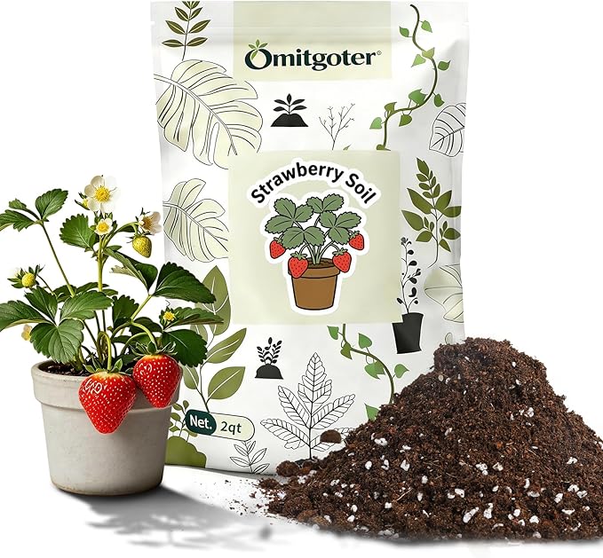 All-Natural Strawberry Soil & Potting Mix 10qt - Premium Potting Soil for All-Stage Strawberry Growth