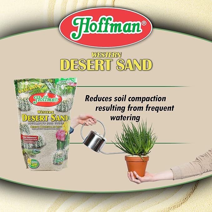 Hoffman Western Desert Sand Decorative Soil Cover for Potted or Bedded Plants, 2 Dry Quarts, 2 Pack