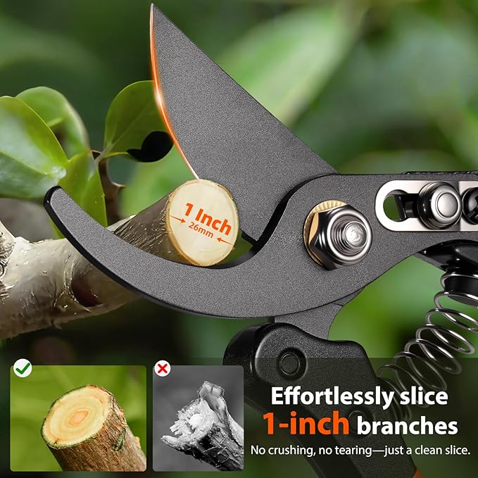 Pruning Shears for Gardening - DECERK 8.5" Professional Bypass Garden Scissors & Clippers, Super Sharp SK5 Blade, Ergonomic Handle Heavy Duty Hand Held Pruners, Gardening Gift for Women Men, 2025 Tool