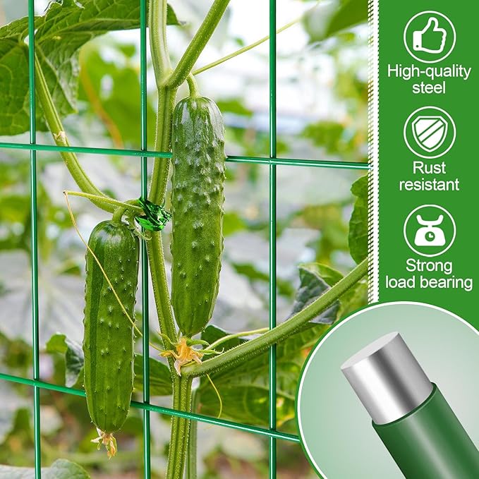 2 Pack Stable Cucumber Trellis, Foldable Garden Trellis for Raised Bed, A-Frame Metal Plant Support Trellis with Ties for Bean Raspberry Squash Climbing Plants Outdoor