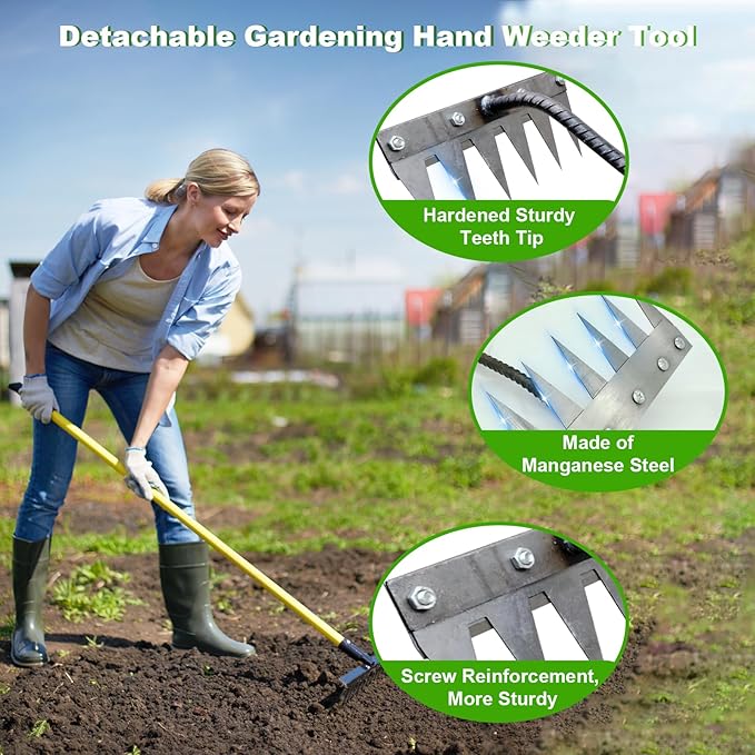 Garden Weeding Rake Handle Stick, Wooden Weeder Puller Handle for Weeding, Yard, Farm... (Handle Stick)