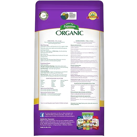 Espoma Organic Bulb-Tone 3-5-3 Natural & Organic Fertilizer and Plant Food for All Spring and Fall Bulbs. 4 lb. Bag. Use for Planting & Feeding to Promote Vibrant Blooms