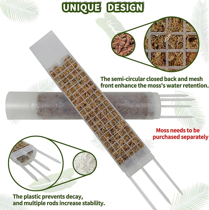4PCS 18.7-Inch D-Shaped Self-Watering Moss Pole - Plastic Monstera Support for Indoor Climbing Plants. (2, White)