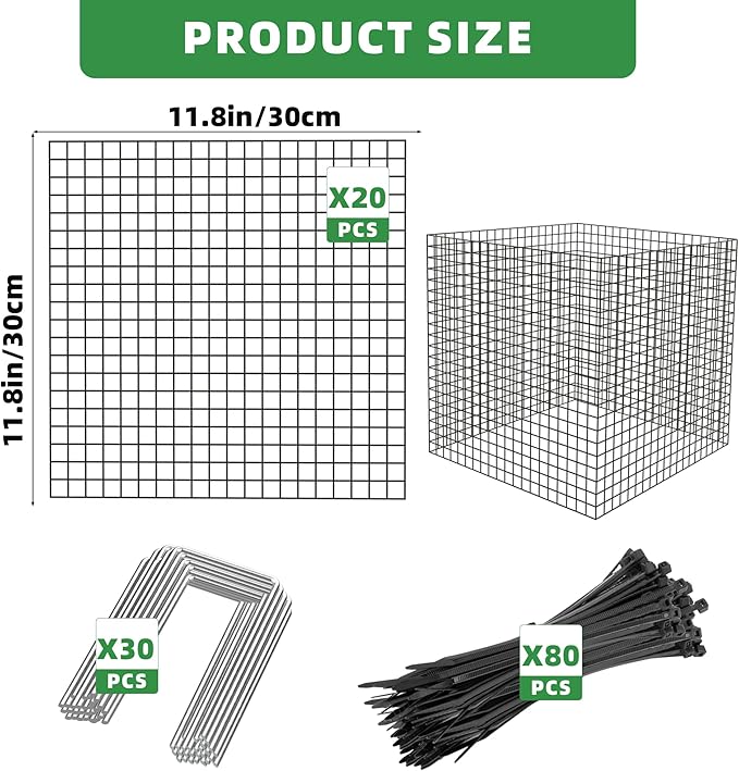 UNIFAMILY 20 Pcs Plant Protectors from Animals, 5 Packs Metal Wire Plant Cage, Garden Protector Cage from Deer, Mesh Garden Protector from Rabbits, Chicken Wire Plant Covers from Animals