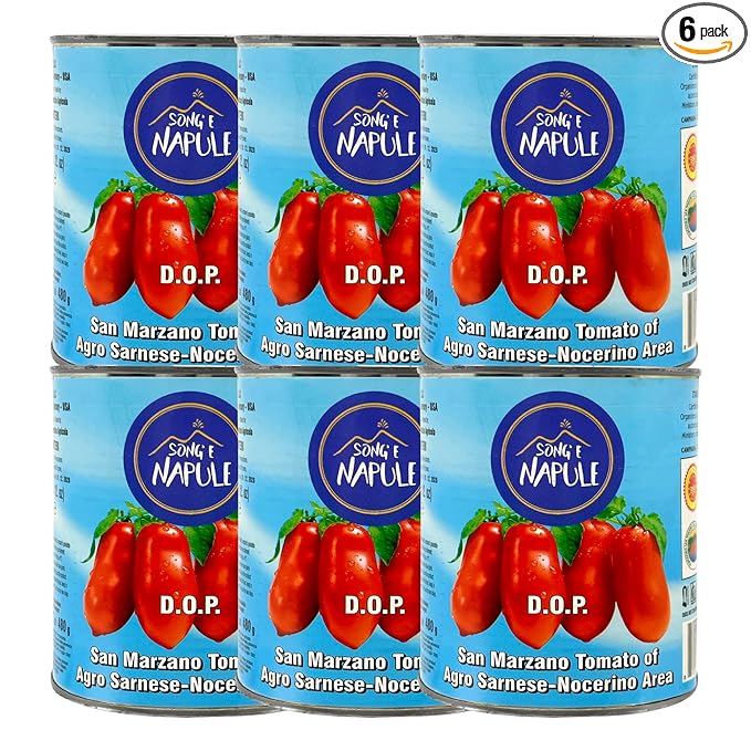 Song' E Napule San Marzano DOP Authentic Whole Peeled Plum Tomatoes, 28 Ounce (Pack of 6)