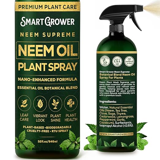 Neem Oil Spray for Plants Botanical Blend – Plant Wash with Natural Essential Oils, Simple Ready-to-Use Plant Spray for Gardens, Houseplants, Indoor & Outdoor Plants – 32 oz