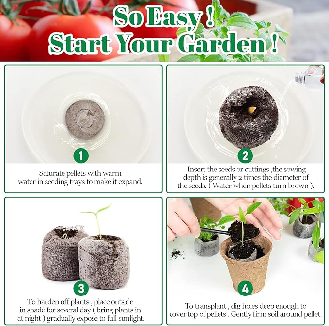 Legigo 300 Pcs 40mm Seed Starter Peat Pellets for Seedlings- Compressed Seed Starter Pods Seed Starting Pellets Plugs Soil Peat Pods for Starting Seeds, Garden Planting Herb Flower Vegetables