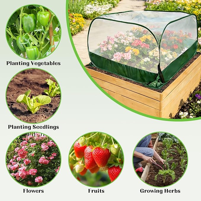 40" x 40" x 20" Pop Up Garden Mesh Plant Cover, Foldable Plant Protector Mesh Plant Enclosure, Outdoor Garden Netting Plant Cover Bird and Pest Protection Guard for Vegetables Fruits Flowers Seedlings