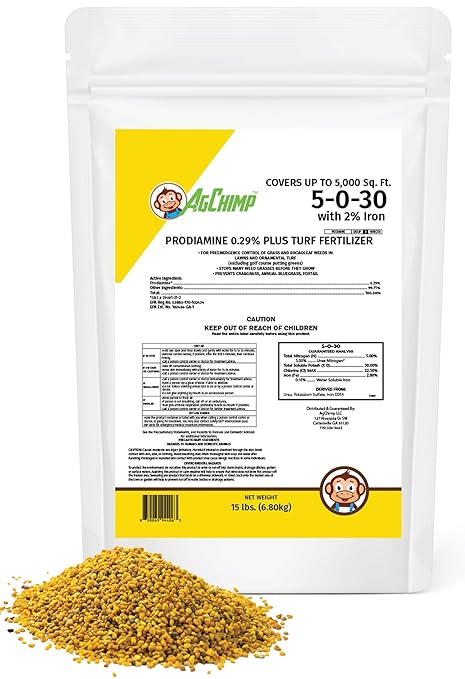 5-0-30 Pre-Emergent Weed Control & Precision Lawn Fertilizer, 15lbs - 0.29% Prodiamine, 30% Potash, and 2% Iron – Controlled Feeding for Long-Lasting Growth and Stress Resistance – 5,000 sq ft