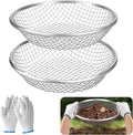 2PCS 3/8 Inch Mesh Soil Sifter for Gardening,Compost Sifter for 5 Gallon Buckets,Garden Sieve Rock Sifters for Captures Dirt Rocks Sawdust,Includes Gloves