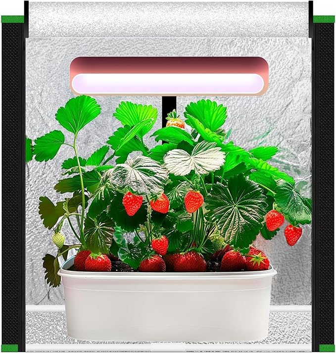 Small Grow Tent for Aerogarden Hydroponics Growing System Indoor 20"x14"x22"High Reflective Mylar Leak-Proof of Light 600D Oxford Fabric for Indoor Plant (Black(with Bottom))