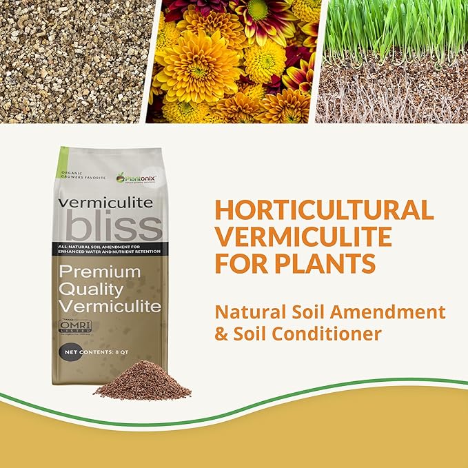 Vermiculite Bliss (1 Cubic Ft) - Organic Vermiculite for Gardening - Natural Soil Amendment - Bulk Vermiculite for Plants, Potting Soil, & Seed Starting - Mixes with Garden Soil & Perlite for Plants