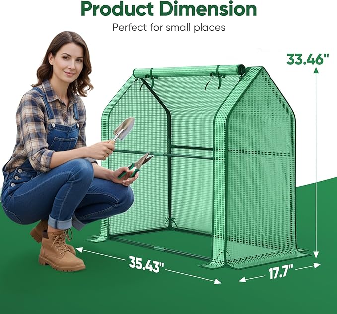 Quictent Mini Greenhouse for Indoor, 2-Pack Tabletop Portable Small Green House Waterproof UV Protected Cover Shelter for Outdoors, Garden Plant Seed Starting Nursery, 36"x18"x33", Green