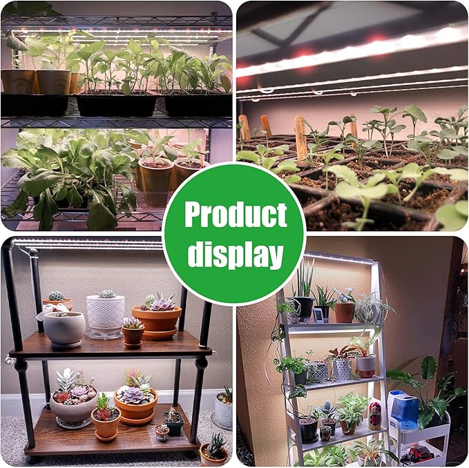 Grow Lights for Indoor Plants, 13" Grow Light Strips with Timer 3/9/12 H, 10 Dimmable Levels, 192 LEDs Full Spectrum Sunlight，Plant Growing Lamp for Indoor Greenhouse Seedlings, 4 Head