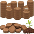 Halatool 50pcs Organic Coconut Coir Pellets Soil for Seed Starter, 30mm Compressed Coco Coir Potting Soil for Growing Vegetables, Fruits, Flowers