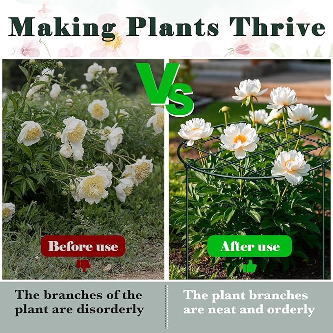 3 Pack 24 x 29.5 Inch Peony Cages and Supports Grow Through Plant Grid Support,Metal Plant Brace Support Peony Rings Hoops for Outdoor Plants Vegetables,Rose,Tomato,Orchids