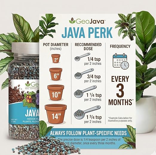 Java Perk Indoor Plant Food: A Slow‑Release Fertilizer with Complete NPK & Micro-Nutrients with Real Coffee for Houseplants, Indoor Herbs & Container Gardens - Odorless, Easy & Long‑Lasting (2 lb)