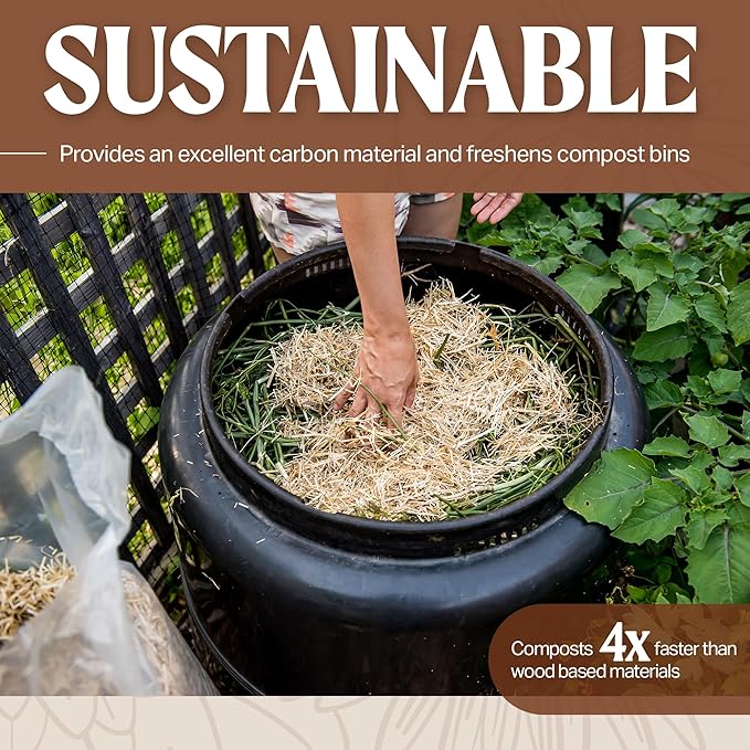 HealthiStraw GardenStraw, 3 cu ft (20 lbs) All-Natural Mulch for Gardens, Vegetables & Lawn Seeding – Water-Conserving Wheat Straw – Thoroughly Cleaned, Sustainable