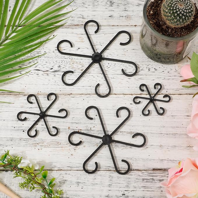 4pcs Plant Stem Supports, Plastic Houseplant Climbing Holders Stabilizer Reusable Small Climbers Flower Plant Stakes Trellis Stem Hook Growth Accessories for Indoor Monstera (Black)