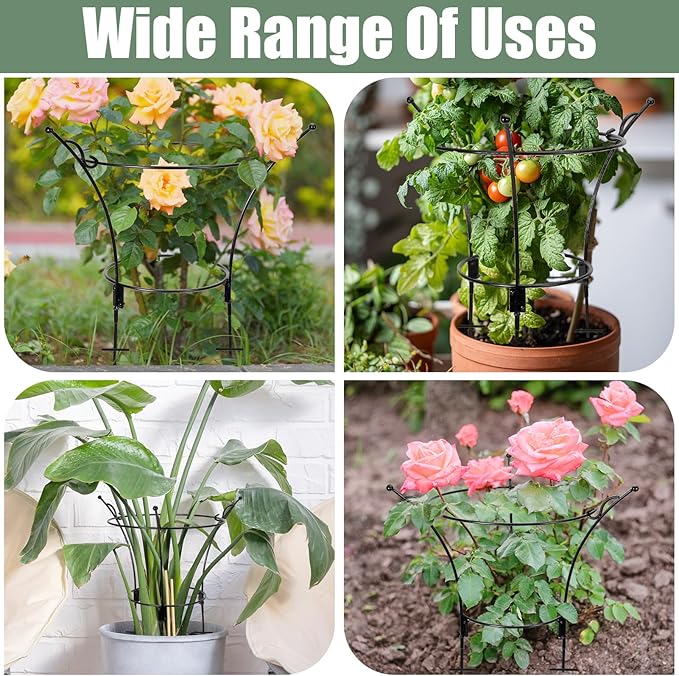 2 Pack Large Peony Cages and Supports,23.2" H X 13.4" D Metal Peony Support Rings,Tall Plant Support Garden Stakes for Outdoor Plants and Other Flopping Flowers