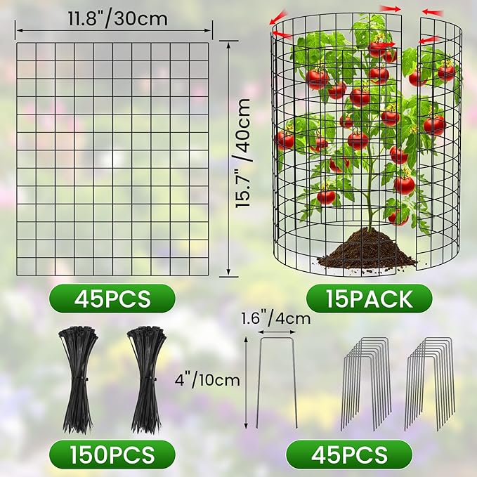 Nexum 45Pcs Plant Protectors from Animals – 16" x 12" Metal Tree Trunk Guards, Garden Plant Cloches & Expandable Plant Cages to Protect from Deer, Rabbits & Lawn