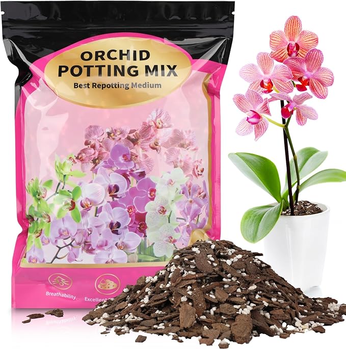 Orchid Potting Mix 1qt，Orchid Soil Composed of Orchid Bark and Perlite，Premium Orchid Medium for Potting, Repotting, Enhanced Drainage, Air Flow & Root Ventilation