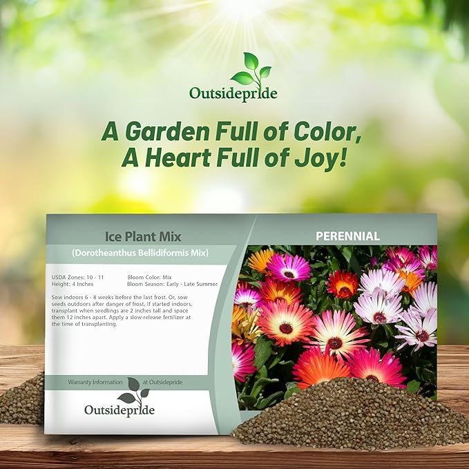 Outsidepride Mix Ice Plant Seeds - 5000 Pcs Perennial, Drought Tolerant Ground Cover Seeds for Planting Vibrant Trailing Blooms, Ideal for Sunny Gardens & Xeriscape Landscaping