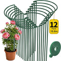 AMAGABELI GARDEN & HOME 12 Pack Plant Support Stakes 10" W x 15.8" H Peony Cage Heavy Duty Half Round Metal Garden Support Structures Plant Cage with Ties for Indoor Flower Tomato Hydrangea Monstera