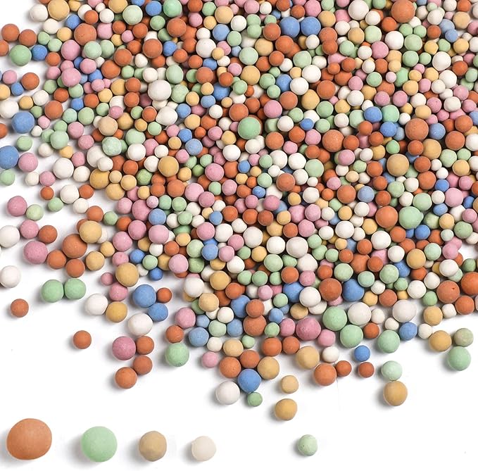 5.5 LBS Leca Clay Pebbles for Plants, Expanded Clay Balls Multi Color, Lightweight Hydroponics Growing Media for Succulents Orchids Aquaponics Drainage Potting Mix Decoration(2-6 mm)