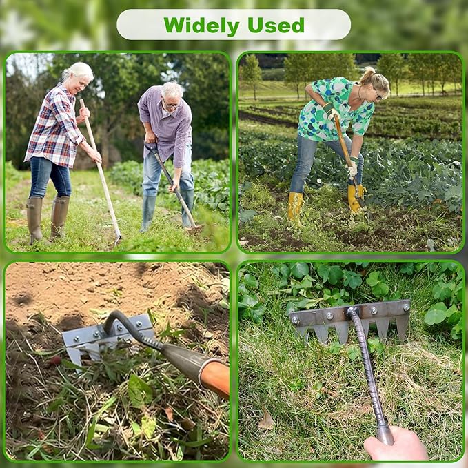 Garden Weeding Rake, Upgraded Detachable Weeder Puller Tool, Manganese Steel Iron Weeding Rakes for Weeding, Yard, Farm... (6 Tines)