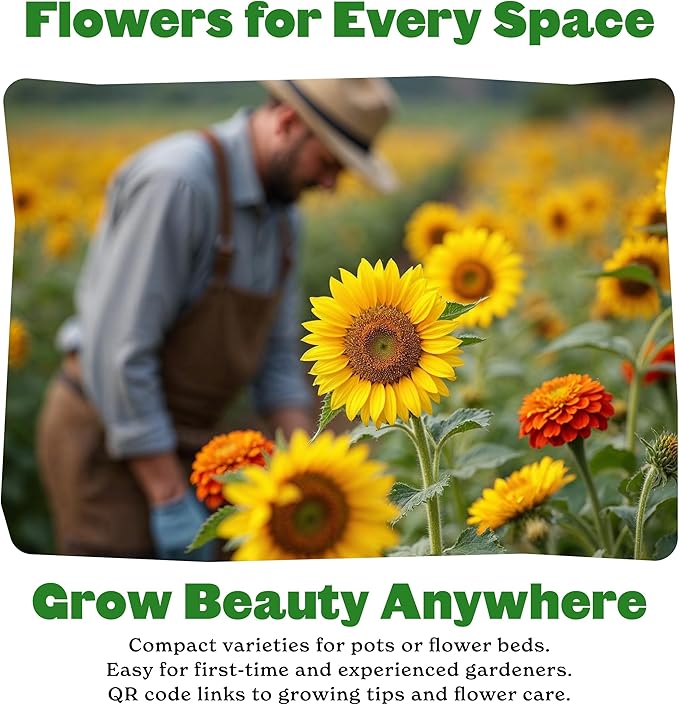 Epic Gardening Flower Garden Seed Collection - 5 Stunning Varieties, Includes Sunflowers, Zinnias, Nasturtiums & More, Brighten Your Garden with Blooms That Attract Pollinators Like Bees & Butterflies
