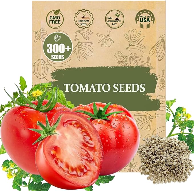 Premium Big Tomato Seeds – 300 Heirloom Non-GMO Seeds for Planting - Juicy, Large Red Tomatoes - Ideal for Home Garden, Outdoor, Patio, Containers, Vegetables, Fresh Tomato Gardening