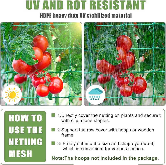 Trellis Netting, Heavy Duty Garden Netting for Trellis for Climbing Plants Outdoor, 9.85x6.6Ft Plant Netting for Cucumber, Tomato, 27 Strands & 4x4 in Mesh, Grow Net for Vine,Fruits, Vegetables, Bean