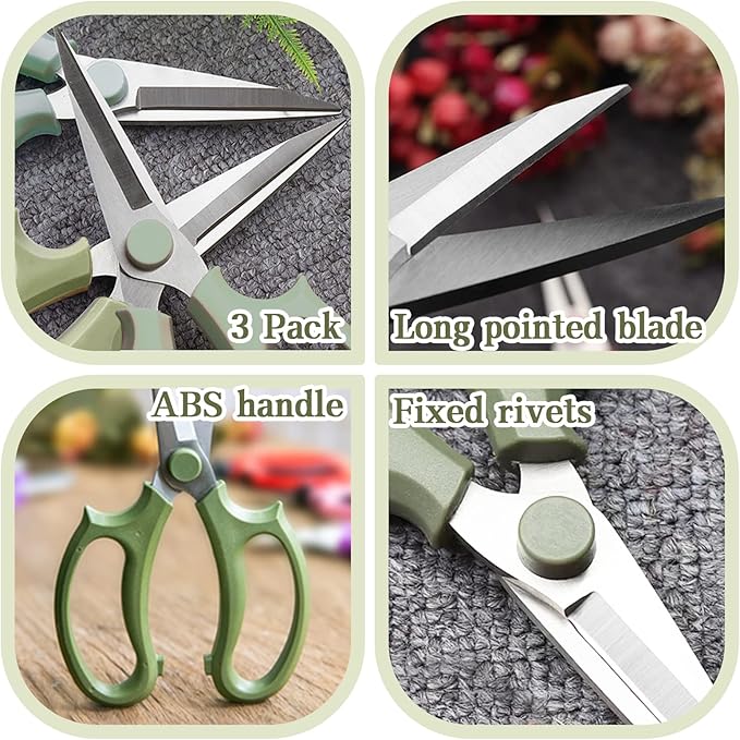 3Pcs Garden Flower Scissor,Floral Scissors Pruning Shears,Stainless Steel Flowers Scissors with Comfortable Grip Handles,Premium Garden Clippers for Flower Arrangement,Gardening Tool