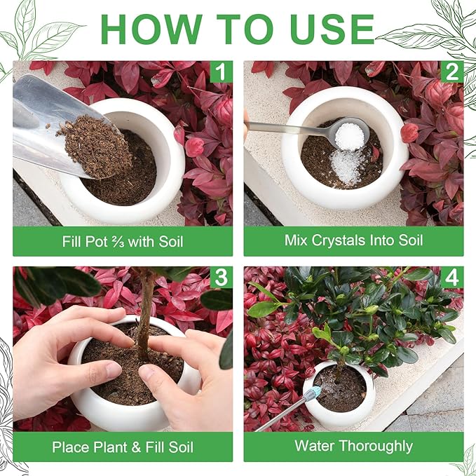 XSEINO 1.5LB Soil Moisture Crystals Water-Absorbing Hydrogel for Plants Solves Over and Under-Watering, Long-Lasting Water Retention to Keep Soil Moist Polymer Water Storage Crystals