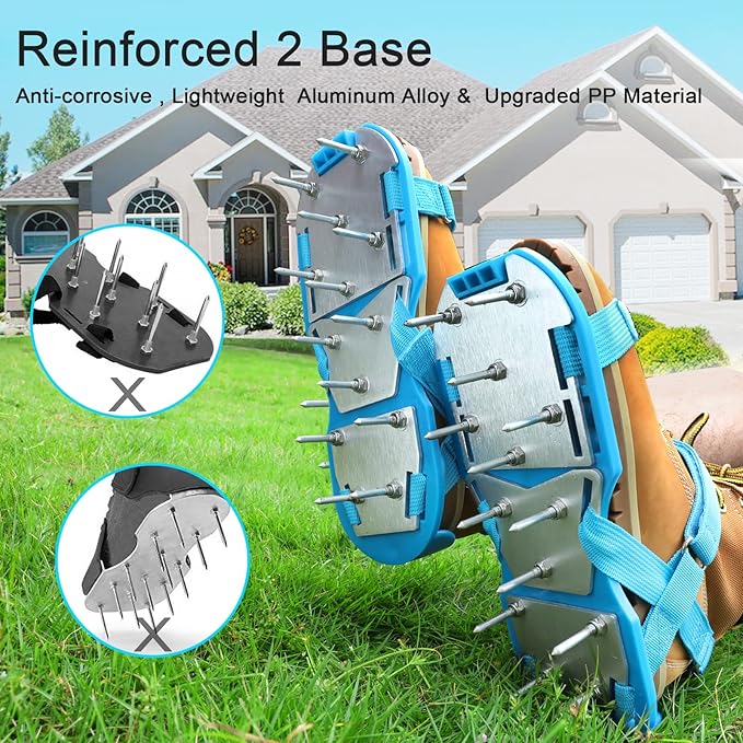 DenForste Lawn Aerator Shoes for Grass - Pre-Assembled Grass Aerator Shoes for Lawn - Soil Yard Aerator Tool for Aerating Patio Garden
