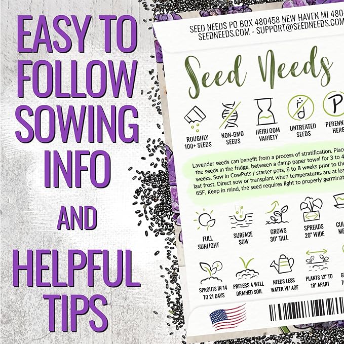 Seed Needs Lavender Seed Packet Favors - Thoughtful Gifts/Handouts for a Memorial or Funeral Service to Remember Loved Ones - Sowing Seeds in Remembrance (30 Packets)