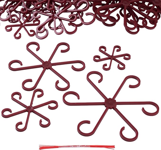 8/16/32PCS Plant Stem Support,4 Sizes Set,Plastic Stems Holder for Indoor Plants, Reusable Stem stabilizer,Keeps Potted Houseplants Growing Straight (32, Red)