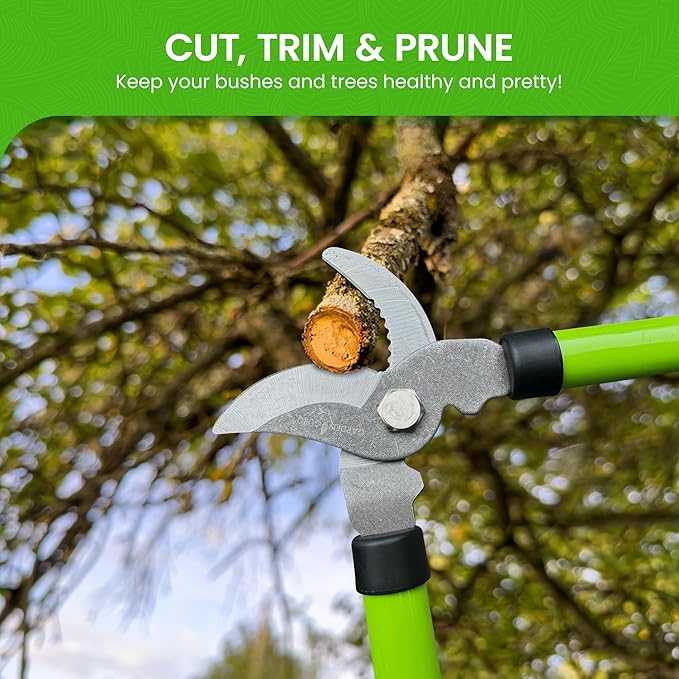 Garden Guru Bypass Loppers Tree Trimmer Clipper w/Telescopic Handle 15–22" - High Carbon Steel Blade Gardening Loppers Pruning Shear - Comfort Grip Handles – Branch Cutter (2 Pack)