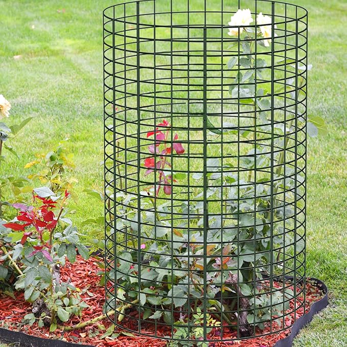 30 Pcs 24'' x 12'' Large Wire Plant Protector from Animals, 10 Pack Metal Plant Cage Chicken Wire Cloche with Ground Stakes and Nylon Tie to Keep Animals Out, Garden Protection Bunny Barricade