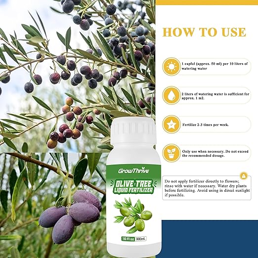 10oz Olive Tree Fertilizer & Nutrient Solution - Organic Microbial Probiotic Plant Food for Green Foliage, Root Growth & Fruit Production