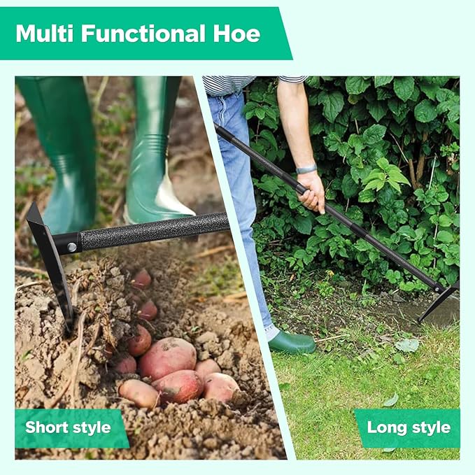Garden Hoe, Heavy Duty Trenching Hoes with 72 Inch Long Handle, Sharp Edge Triangle Weeding Hoe Garden Tools for Weeds Removal,Cultivating,Digging,Loosen Soil, Trenching, Landscaping Manual Weeder