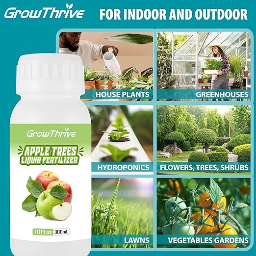 10oz Organic Apple Tree Fertilizer - Microbial Probiotic Liquid Plant Food for Indoor & Outdoor Fruit Trees, Root Booster & Leaf Revivifier, 1:400 Concentrated
