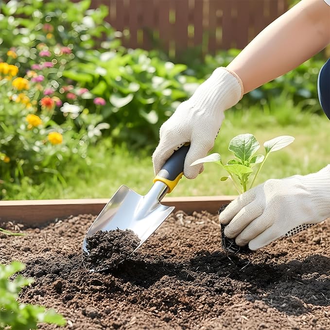 PercyEffie10 Pcs Garden Trowel Bulk, Heavy Duty Shovels Garden Tool, Small Shovel for Digging Metal Hand Trowel Spade with Soft TPR Handle for Flower Soil Planting Digging Transplanting