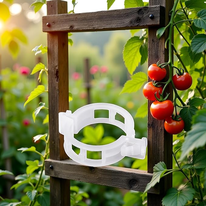 100Pcs White Plastic Trellis Clips Plant Support Clips,Tomato Clip,Cages Plants Vine Vegetable Fastening Clip Grafting Tools Make Plant Grow Upright and Healthier,Plants Support Structures