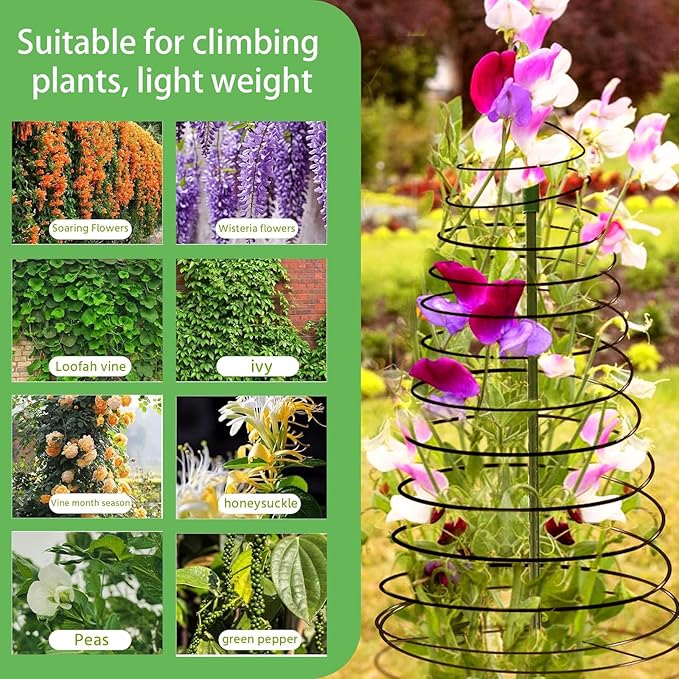 2 Sets Garden Trellis for Climbing Plants, Metal Garden Trellis Plant Trellis Support for Potted Plants Vegetables Flowers Climbing